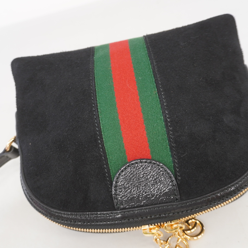 Auth Gucci Shoulder Bag Ophdia 499621 Suede Black Gold metal - Picture 7 of 10